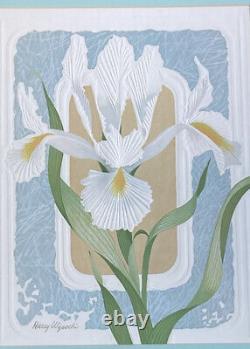 RARE Vintage Harry Wysocki Pair of Floral Signed Art Embossed Flower Prints
