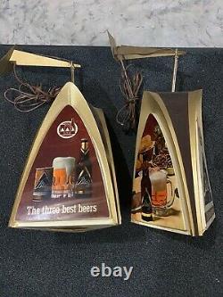 RARE pair of Antique Blatz hanging, rotating & lit beer signs