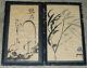 Rare Antique Mystery Pair Of Beautiful Ink Japanese Paintings Signed