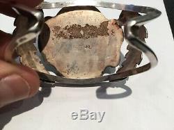 Rare Antique Signed E. Y. Jr. Sterling Silver, Coral, Bone American Indian Brace