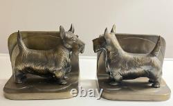 Rare Antique Signed FRANKART Art Deco Scottie Dog Bookends Dogs Pair 1930's