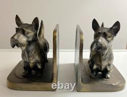 Rare Antique Signed FRANKART Art Deco Scottie Dog Bookends Dogs Pair 1930's