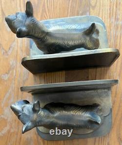 Rare Antique Signed FRANKART Art Deco Scottie Dog Bookends Dogs Pair 1930's