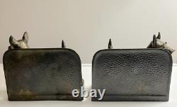 Rare Antique Signed FRANKART Art Deco Scottie Dog Bookends Dogs Pair 1930's