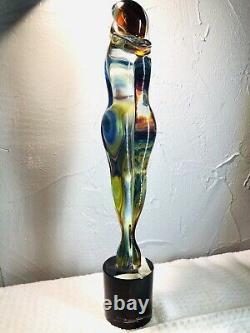Rare Chalcedony Murano Italian Art Glass Sculpture Lovers Embraced 16 Signed