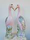 Rare Large Pair Chinese Export Porcelain Figurines Cranes Femaly Rose 16.5 42sm