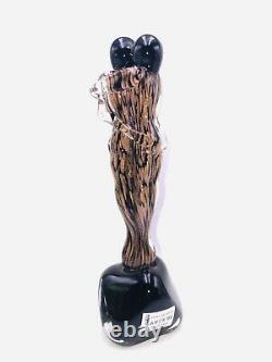 Rare Murano Embraced Lovers Signed Glass Figurine / Sculpture Copper / Black