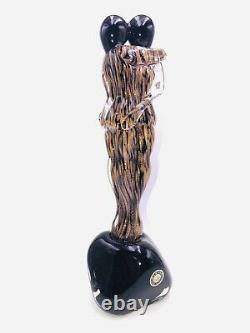 Rare Murano Embraced Lovers Signed Glass Figurine / Sculpture Copper / Black