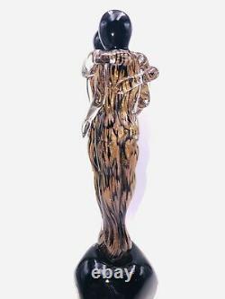 Rare Murano Embraced Lovers Signed Glass Figurine / Sculpture Copper / Black