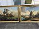 Rare Pair Antique French Folk Art Oil Paintings 19th Century Signed Int Dated