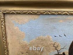 Rare PAIR ANTIQUE FRENCH FOLK ART OIL PAINTINGs 19th CENTURY SIGNED Int Dated