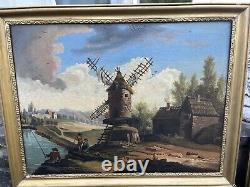 Rare PAIR ANTIQUE FRENCH FOLK ART OIL PAINTINGs 19th CENTURY SIGNED Int Dated