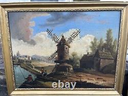 Rare PAIR ANTIQUE FRENCH FOLK ART OIL PAINTINGs 19th CENTURY SIGNED Int Dated