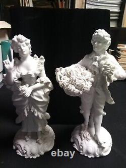 Rare Pair Antique Signed Sevres Bisque Figurines