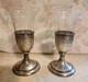 Rare Pair Antique Tiffany & Co Sterling Silver Crystal Vase Toasting Cups Signed
