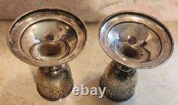 Rare Pair Antique Tiffany & Co Sterling Silver Crystal Vase Toasting Cups Signed