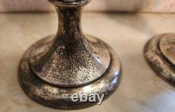 Rare Pair Antique Tiffany & Co Sterling Silver Crystal Vase Toasting Cups Signed
