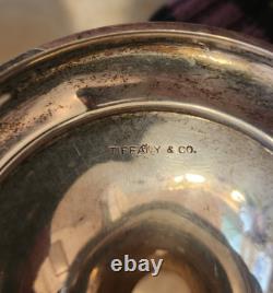 Rare Pair Antique Tiffany & Co Sterling Silver Crystal Vase Toasting Cups Signed