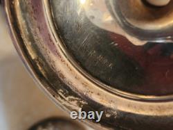 Rare Pair Antique Tiffany & Co Sterling Silver Crystal Vase Toasting Cups Signed