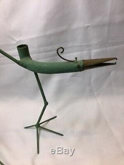 Rare Pair Artist Gino Bushini Bird Sculpture Candleholders Mid Century Signed