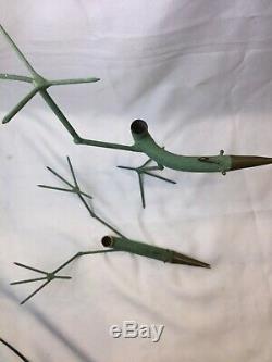 Rare Pair Artist Gino Bushini Bird Sculpture Candleholders Mid Century Signed