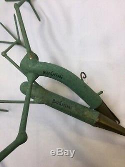 Rare Pair Artist Gino Bushini Bird Sculpture Candleholders Mid Century Signed