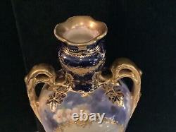 Rare Pair Of Antique Authentic Signed Royal Bonn Hand Painted Portrait Vases Nr
