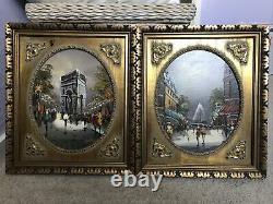 Rare Pair Of Antique Oil Paintings By Alois Zabehlicky, Street Scenes Of Paris