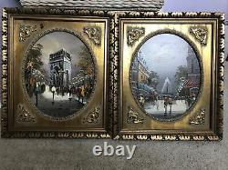 Rare Pair Of Antique Oil Paintings By Alois Zabehlicky, Street Scenes Of Paris