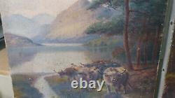 Rare Pair Signed Antique Oil Paintings-henry R Hall Scottish Cattle Scenes