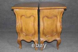 Rare Pair Signed Auffray & Co Walnut French Louis XV Style Commodes