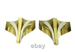 Rare Pair c1960s Modernist Signed Maison Bagues Gilt & Silvered Sconces