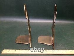 Rare Pair of ART DECO Hound Dog Bronze Brass Silhouette Bookends Signed RW