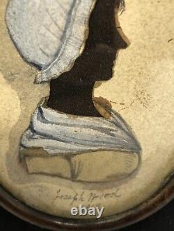 Rare Pair of Antique 19thC Miniature Folk Art Portraits Joseph Wood (1778-1830)