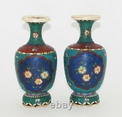 Rare Pair of Japanese Totai Shippo Cloisonne Enameled Vases Signed by Artist