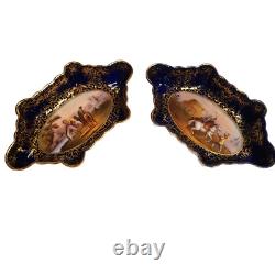 Rare Royal Vienna Trinket Dish Pair signed 1890s hand painted Ackermann & Fritze