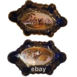 Rare Royal Vienna Trinket Dish Pair signed 1890s hand painted Ackermann & Fritze