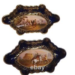 Rare Royal Vienna Trinket Dish Pair signed 1890s hand painted Ackermann & Fritze