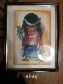 Rare Special edition 1980 Ettore DeGrazia Art/2 signed Paintings Sold as PAIR