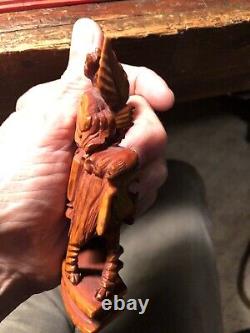 Rare Vintage Chinese Highly Detailed Carved Boxwood Signed Figurines (Pair)