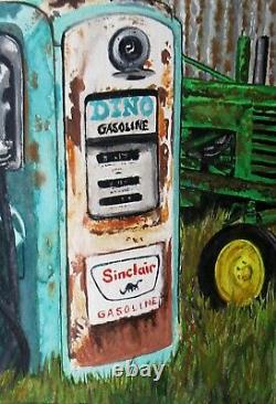 Realism, Gas Pumps Painted In Watercolor, Pair Of 5x7 Artworks By N. E. Thompson