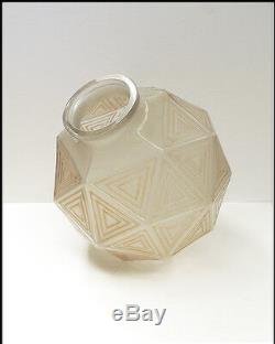 Rene Lalique Glass Nanking Plafonniers Vase Signed Authentic Large Pair Antique