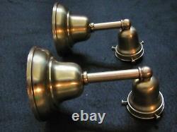 Restored! PAIR of Antique 1900 Brass Wall Sconces Signed Holophane Pagoda Shades