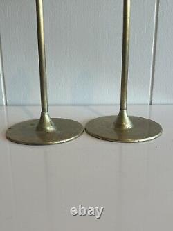 Robert Jarvie Candlesticks Signed Pair Brass Arts & Crafts Metalwork