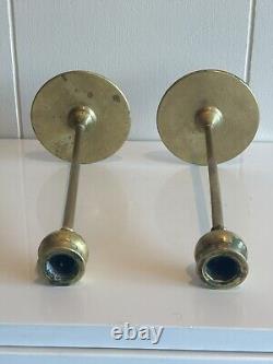 Robert Jarvie Candlesticks Signed Pair Brass Arts & Crafts Metalwork