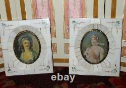 SALE! ANTIQUE FRENCH MINIATURE HAND PAINTED SIGNED PORTRAITS WithORIGINAL FRAMES