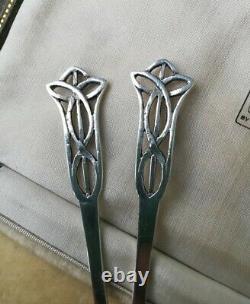 SIBYL DUNLOP rare pair 1925 of signed, silver Arts and Crafts spoons- wonderful