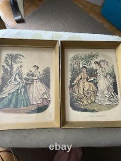 SIGNED RARE Pair Of Antique ANAIS TOUDOUZE La Mode Illustre