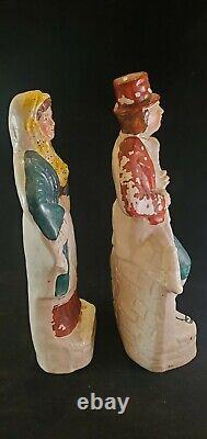 SIGNED STAFFORDSHIRE IRISH PIPER COLLEEN Antique FIGURE Pair Late 1900s
