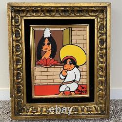 SIGNED Xavier Cugat Oil Painting Vintage SPANISH COUPLE Gold Wood Frame